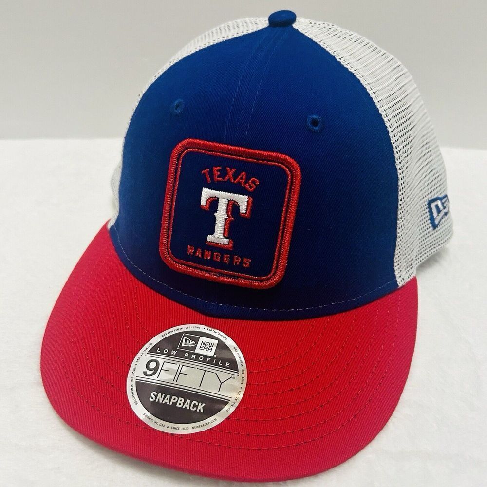 New Era Texas Rangers Squared Low Profile 9FIFTY Snapback Hat Adjustable Blue